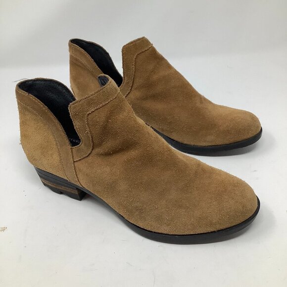 Sorel women's Lolla Cut-Out Booties 10 tan suede leather ankle - Picture 1 of 7
